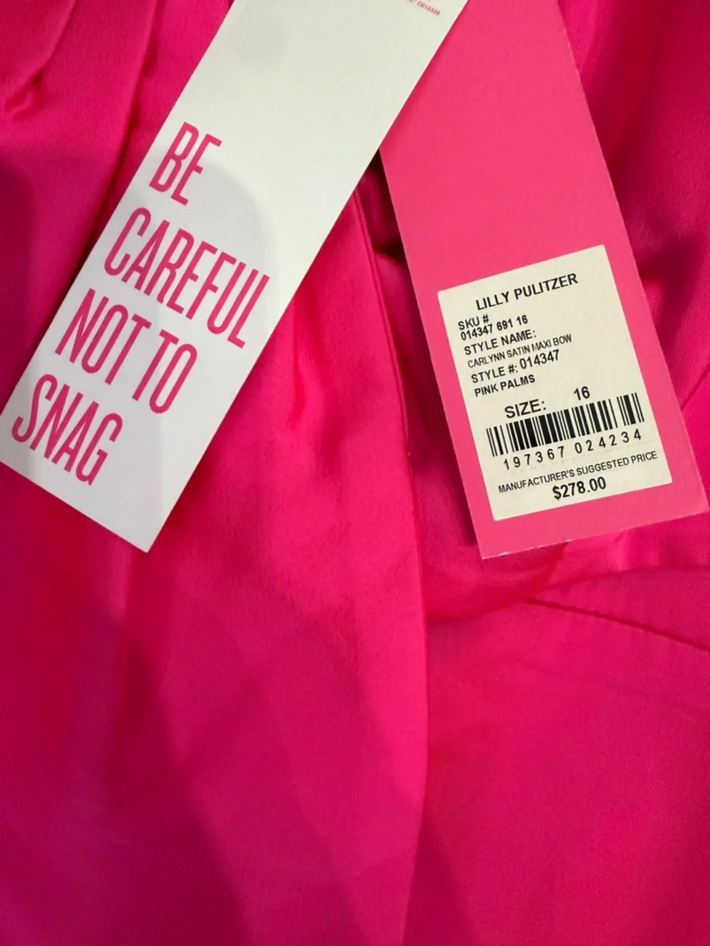 Lily Pulitzer Carlynn Satin Bow Strapless Side Slit Maxi Dress Pink Palm 16 NWT - Picture 4 of 6